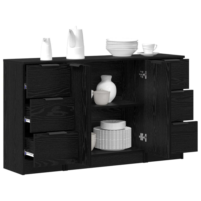 Bufet cu sertar 3 pcs Stejar Negru Lemn compozit - WALTI WALTI