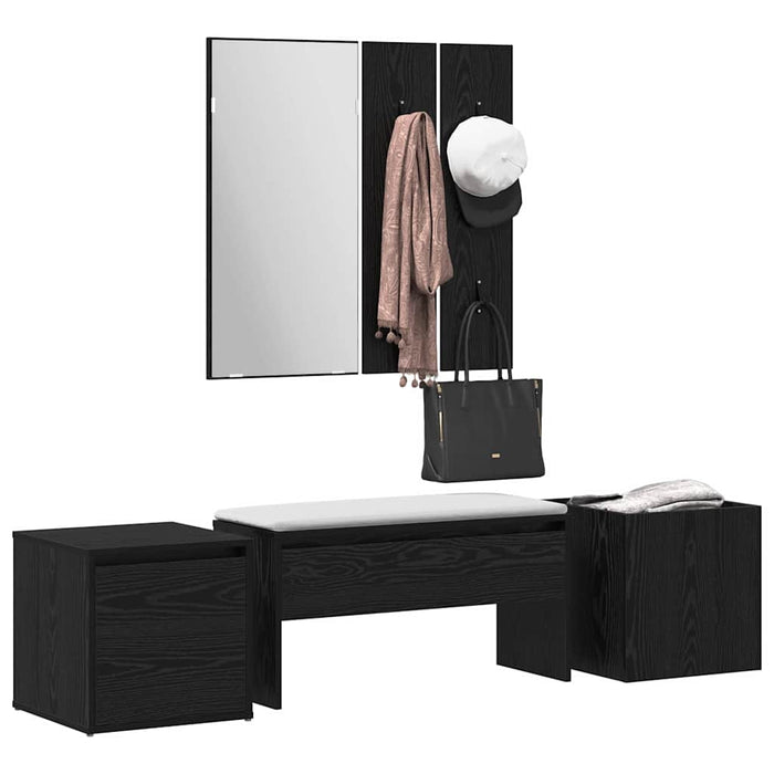 Set mobilier hol Pe perete cu oglindă 6 pcs Lemn compozit - WALTI WALTI