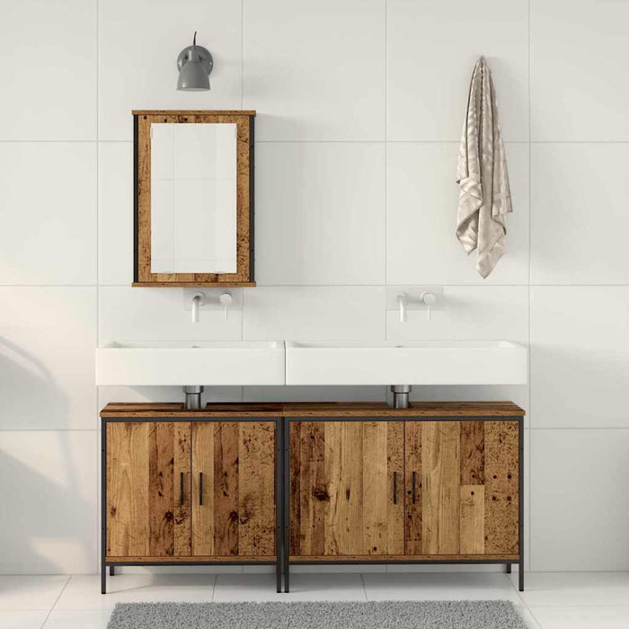 Unități de vanitate pentru baie cu ușă 3 pcs Maro Lemn compozit - WALTI WALTI