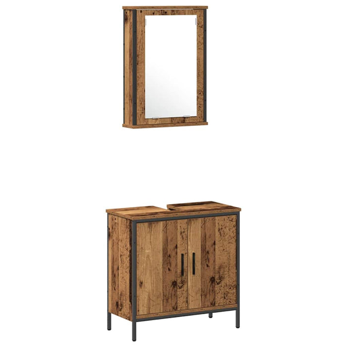 Unități de vanitate pentru baie cu ușă 3 pcs Maro Lemn compozit - WALTI WALTI