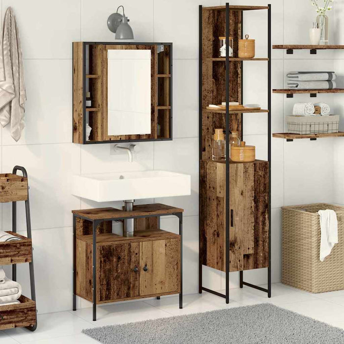 Set de mobilier pentru baie 3 pcs Lemn Vechi Lemn compozit - WALTI WALTI