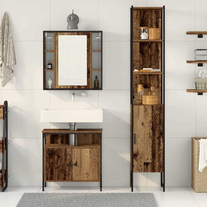 Set de mobilier pentru baie 3 pcs Lemn Vechi Lemn compozit - WALTI WALTI