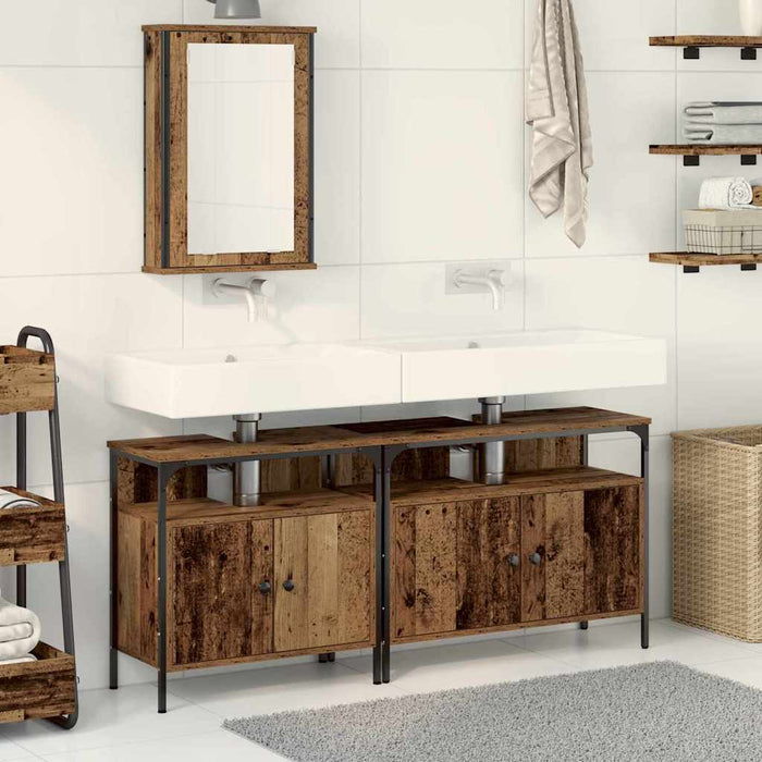 Unități de vanitate pentru baie cu ușă 3 pcs Maro Lemn compozit - WALTI WALTI
