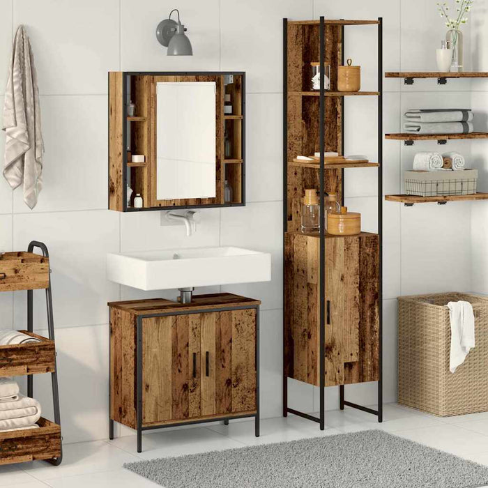 Unități de vanitate pentru baie cu ușă 3 pcs Maro Lemn compozit - WALTI WALTI