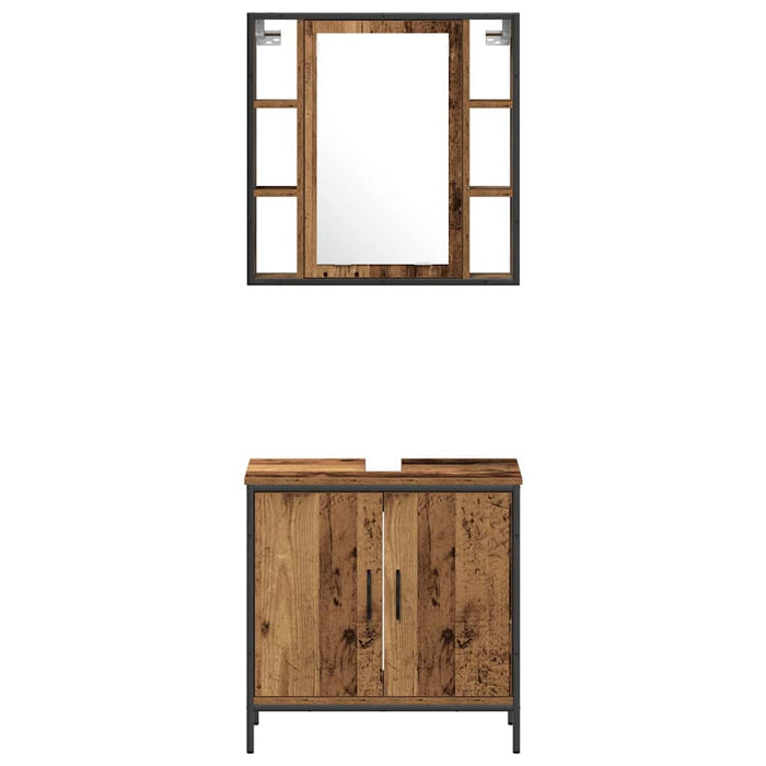 Unități de vanitate pentru baie cu ușă 3 pcs Maro Lemn compozit - WALTI WALTI