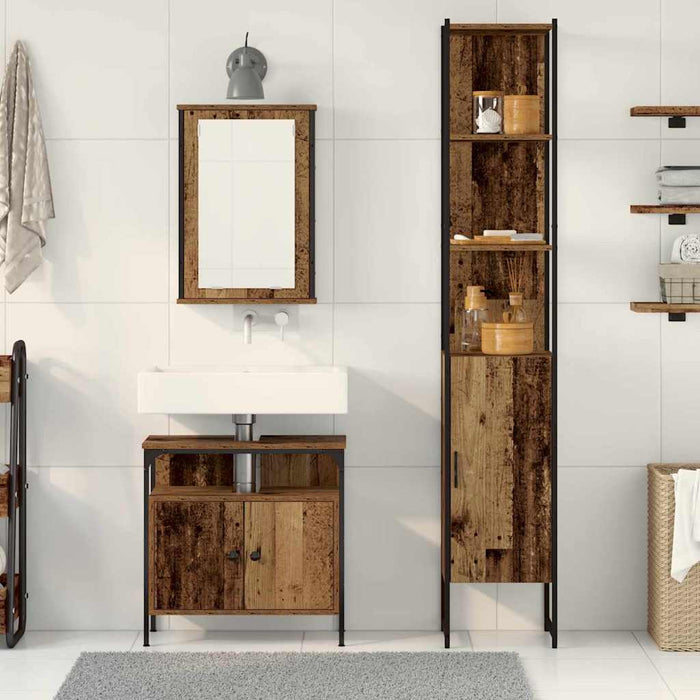 Set de mobilier pentru baie 3 pcs Lemn vechi Lemn compozit - WALTI WALTI