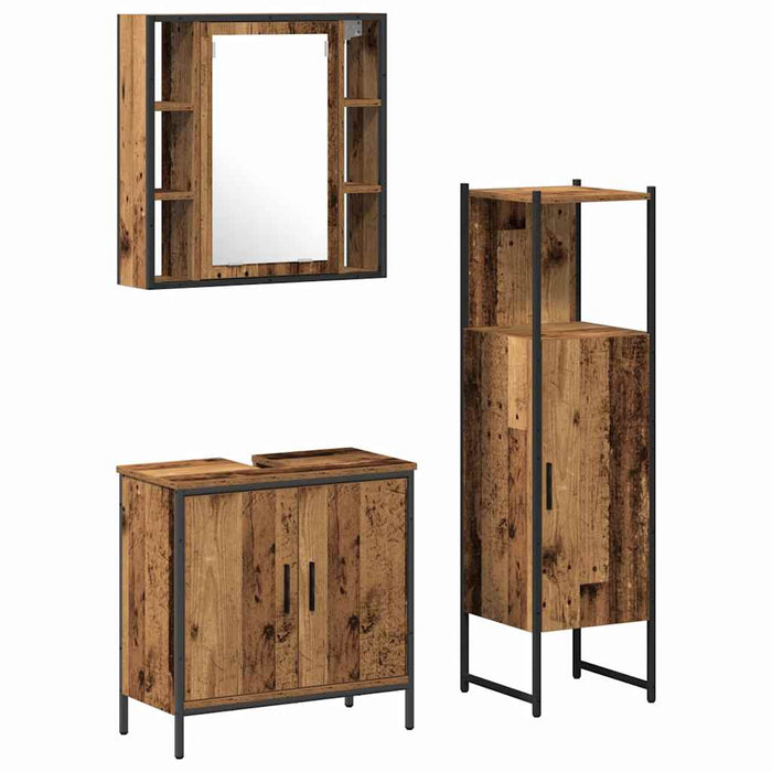 Set de mobilier pentru baie cu raft 3 pcs Maro Lemn compozit - WALTI WALTI