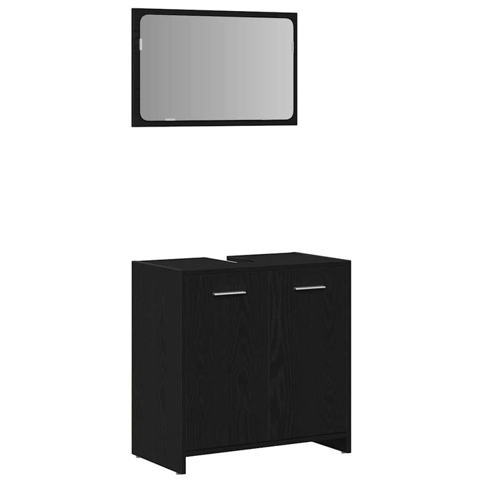 Set de mobilier pentru baie 4 pcs Stejar Negru Lemn compozit WALTI