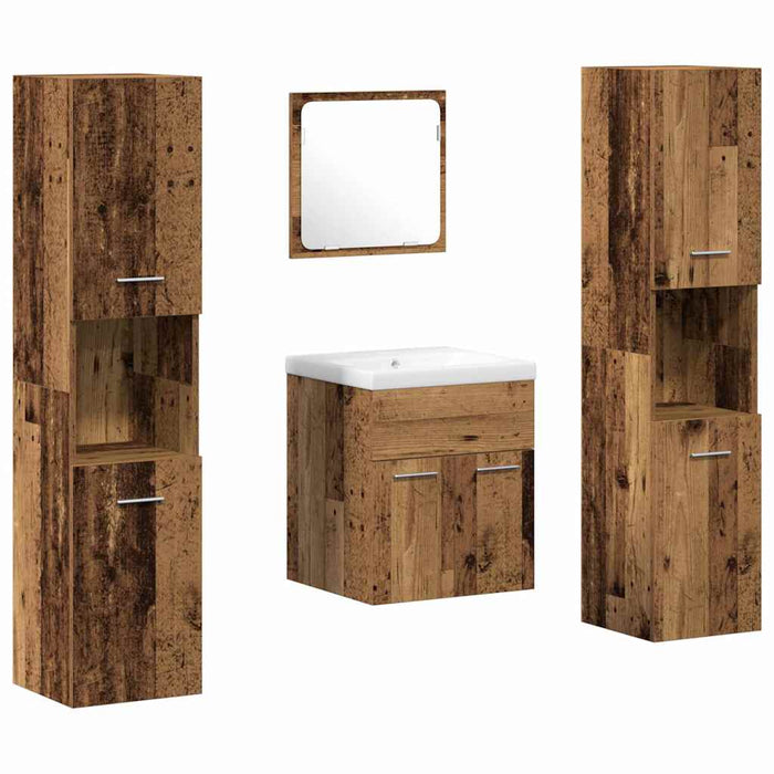 Set de mobilier pentru baie 4 pcs Lemn Vechi 41 x 38.5 x 46 cm - WALTI WALTI