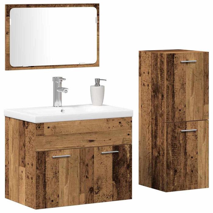 Set de mobilier pentru baie 4 buc. Maro Lemn prelucrat - WALTI WALTI