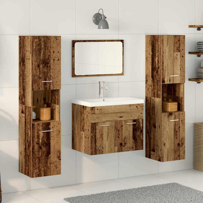 Set de mobilier pentru baie 4 pcs Lemn Vechi Lemn compozit - WALTI WALTI