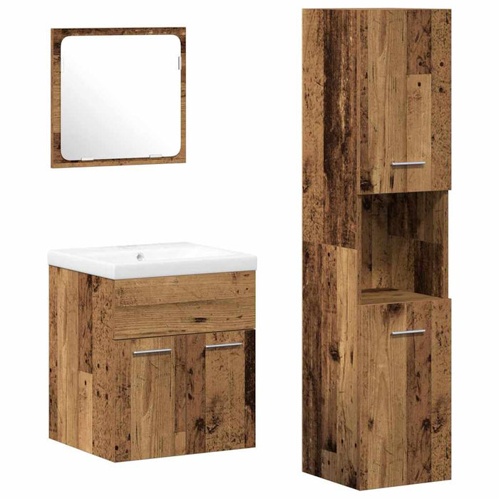 Set de Mobilă pentru Baie 4 pcs Lemn Vechi 41 x 38.5 x 46 cm - WALTI WALTI