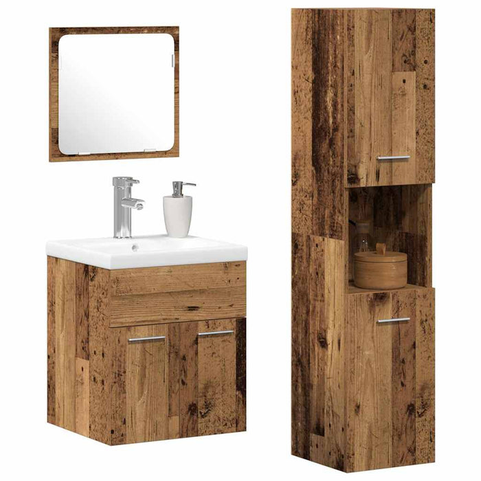 Set de Mobilă pentru Baie 4 pcs Lemn Vechi 41 x 38.5 x 46 cm - WALTI WALTI