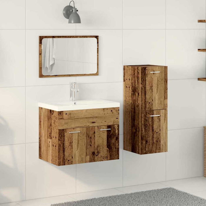 Set de mobilier pentru baie 4 buc. Maro Lemn prelucrat WALTI