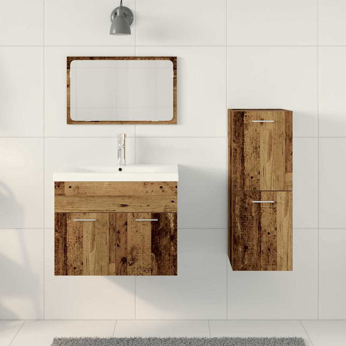 Set de mobilier pentru baie 4 buc. Maro Lemn prelucrat WALTI