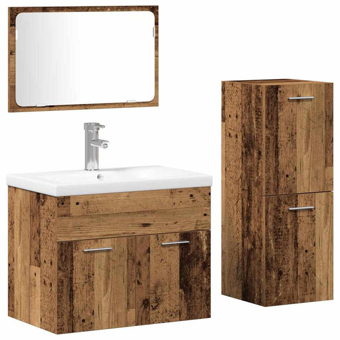 Set de mobilier pentru baie 4 buc. Maro Lemn prelucrat WALTI
