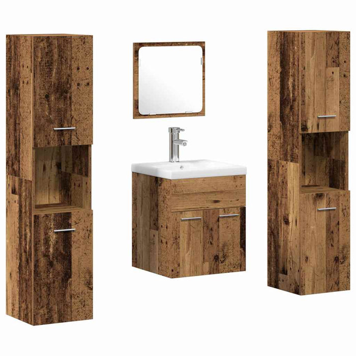 Set de mobilier pentru baie 5 pcs Lemn Vechi 41 x 38.5 x 46 cm - WALTI WALTI