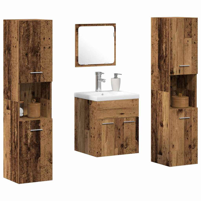 Set de mobilier pentru baie 5 pcs Lemn Vechi 41 x 38.5 x 46 cm - WALTI WALTI