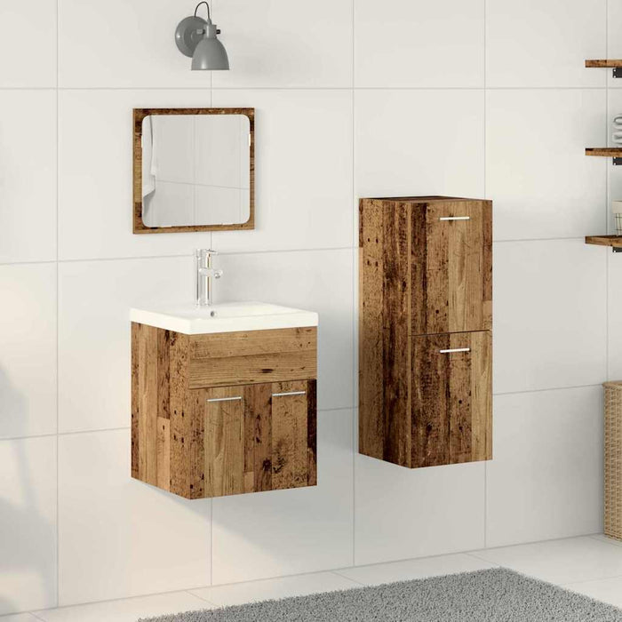 Set de mobilier pentru baie 4 buc. Lemn vechi Lemn prelucrat WALTI