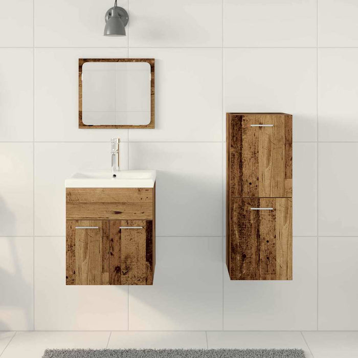 Set de mobilier pentru baie 4 buc. Lemn vechi Lemn prelucrat WALTI