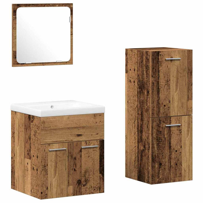 Set de mobilier pentru baie 4 buc. Lemn vechi Lemn prelucrat WALTI