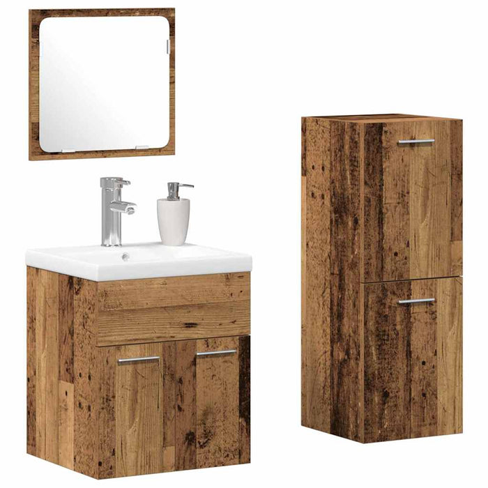 Set de mobilier pentru baie 4 buc. Lemn vechi Lemn prelucrat WALTI