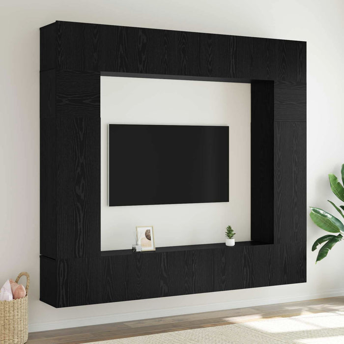 Set comodă TV Pe perete 8 pcs Stejar Negru Lemn compozit - WALTI WALTI