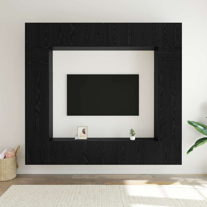 Set comodă TV Pe perete 8 pcs Stejar Negru Lemn compozit - WALTI WALTI