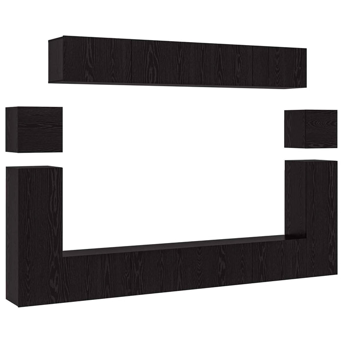 Set comodă TV Pe perete 8 pcs Stejar Negru Lemn compozit - WALTI WALTI