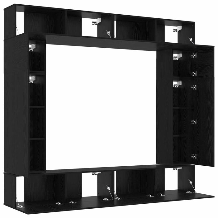 Set comodă TV Pe perete 8 pcs Stejar Negru Lemn compozit - WALTI WALTI