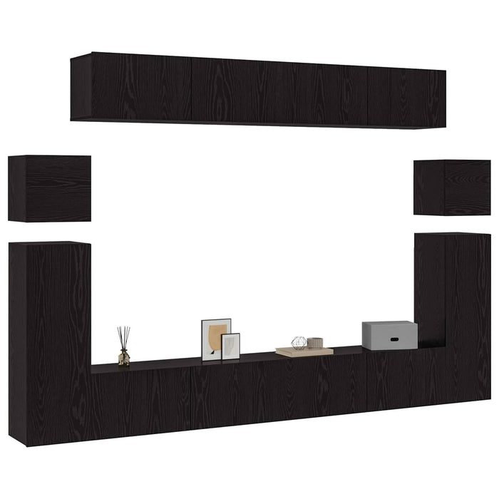 Set comodă TV Pe perete 8 pcs Stejar Negru Lemn compozit - WALTI WALTI