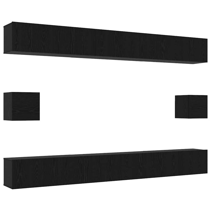 Set comodă TV Pe perete 8 pcs Stejar Negru Lemn compozit - WALTI WALTI