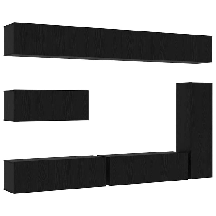 Set comodă TV Pe perete 7 pcs Stejar Negru Lemn compozit - WALTI WALTI