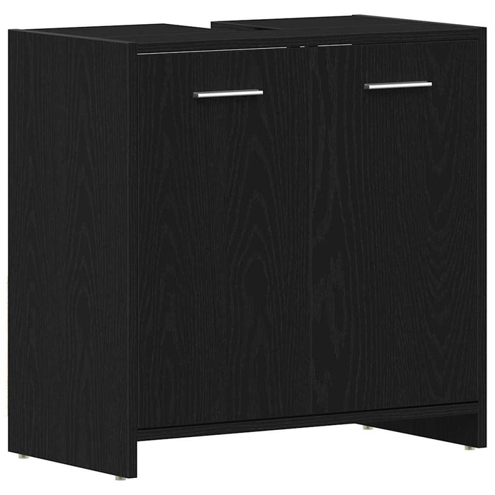 Set de mobilier pentru baie 4 pcs Stejar Negru Lemn compozit WALTI