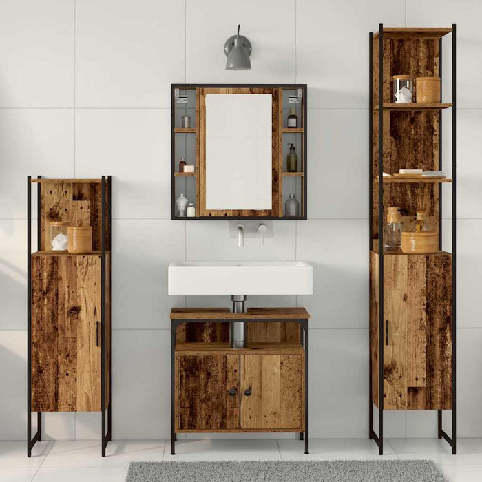 Set de mobilier pentru baie 4 pcs Lemn Vechi Lemn compozit - WALTI WALTI