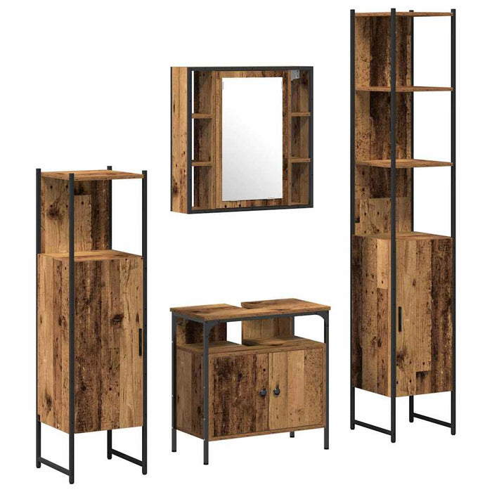 Set de mobilier pentru baie 4 pcs Lemn Vechi Lemn compozit - WALTI WALTI