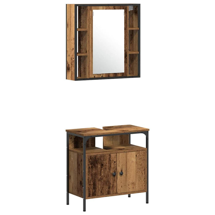 Set de mobilier pentru baie 4 pcs Lemn Vechi Lemn compozit - WALTI WALTI