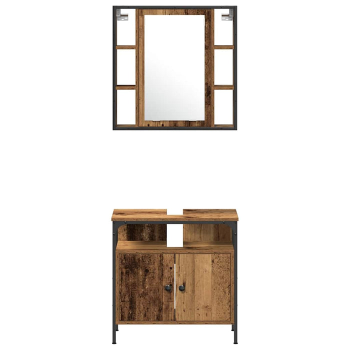 Set de mobilier pentru baie 4 pcs Lemn Vechi Lemn compozit - WALTI WALTI