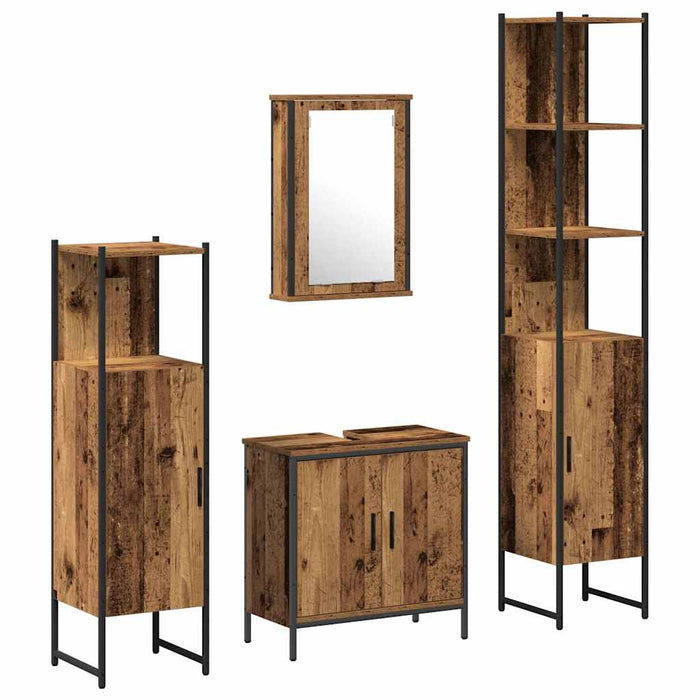 Set de mobilier pentru baie cu raft 4 pcs Maro Lemn compozit - WALTI WALTI