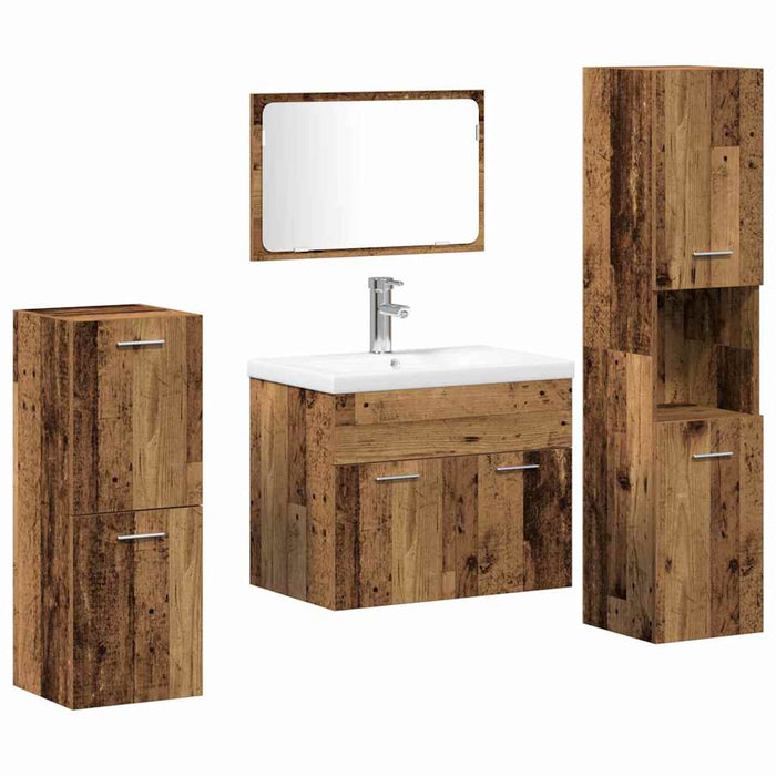 Set de mobilier pentru baie 4 buc. Lemn Vechi 60 x 38,5 x 46 cm - WALTI WALTI