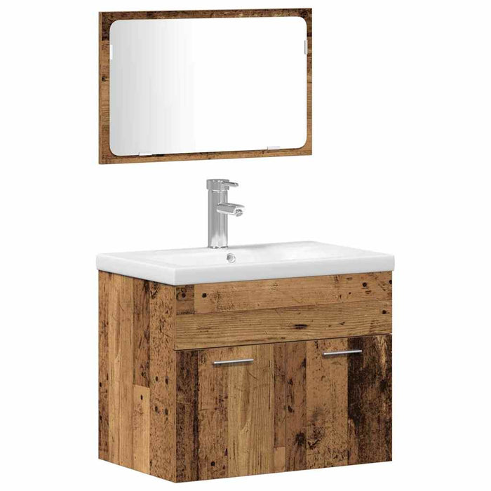 Set de mobilier pentru baie 4 buc. Lemn Vechi 60 x 38,5 x 46 cm - WALTI WALTI