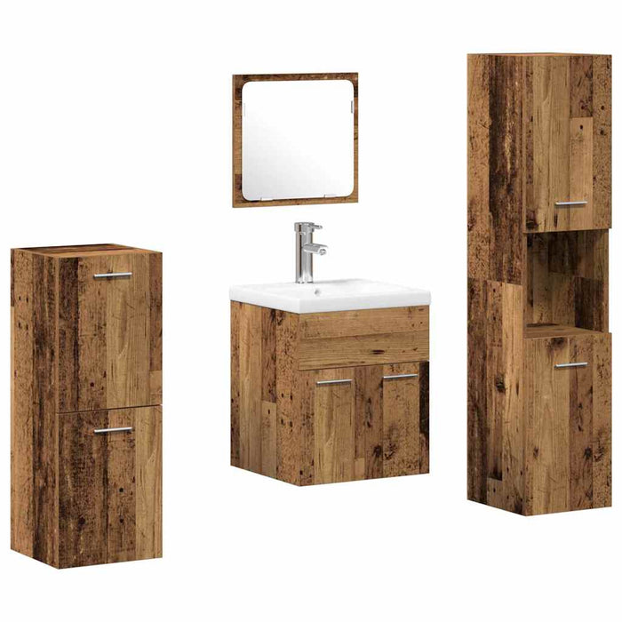 Set de mobilier pentru baie 4 buc. Lemn Vechi 41 x 38,5 x 46 cm - WALTI WALTI