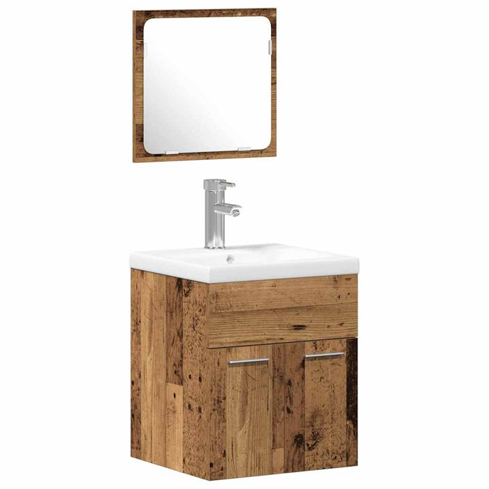 Set de mobilier pentru baie 4 buc. Lemn Vechi 41 x 38,5 x 46 cm - WALTI WALTI