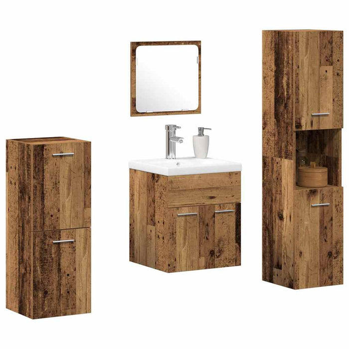 Set de mobilier pentru baie 4 buc. Lemn Vechi 41 x 38,5 x 46 cm - WALTI WALTI