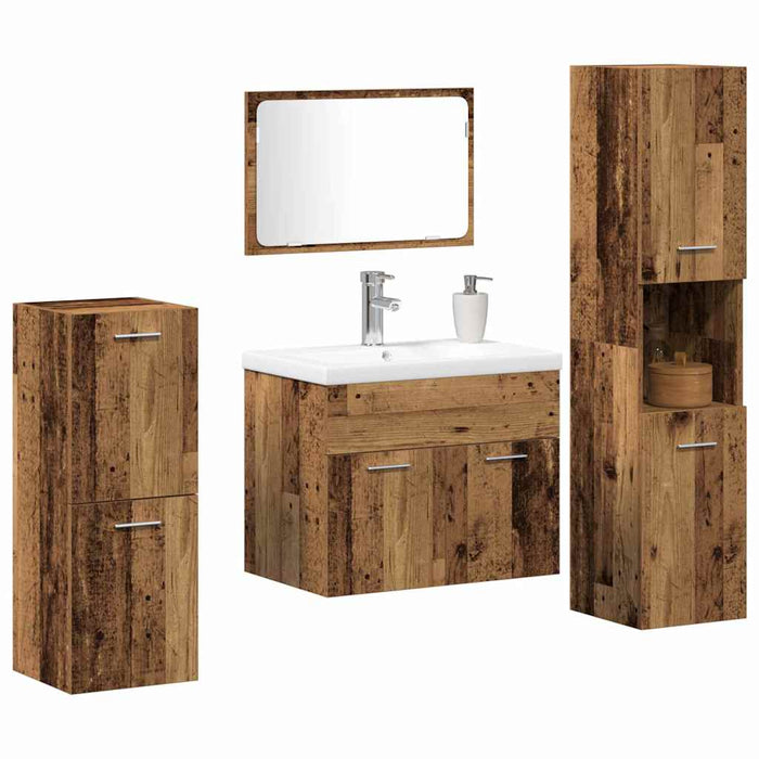 Set de mobilier pentru baie 5 buc. Maro 60 x 38,5 x 46 cm WALTI
