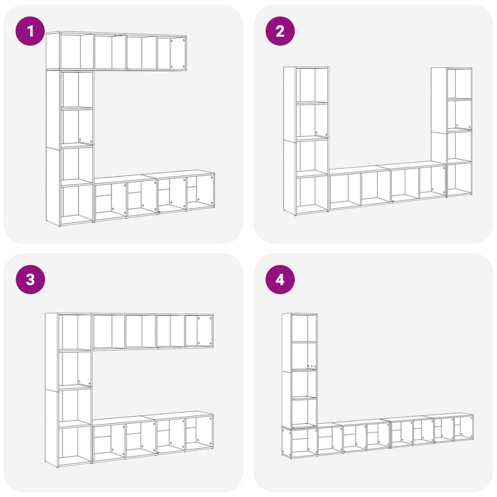 Raft pentru cărți 3 pcs Stejar Negru 36 x 30 x 143 cm - WALTI WALTI