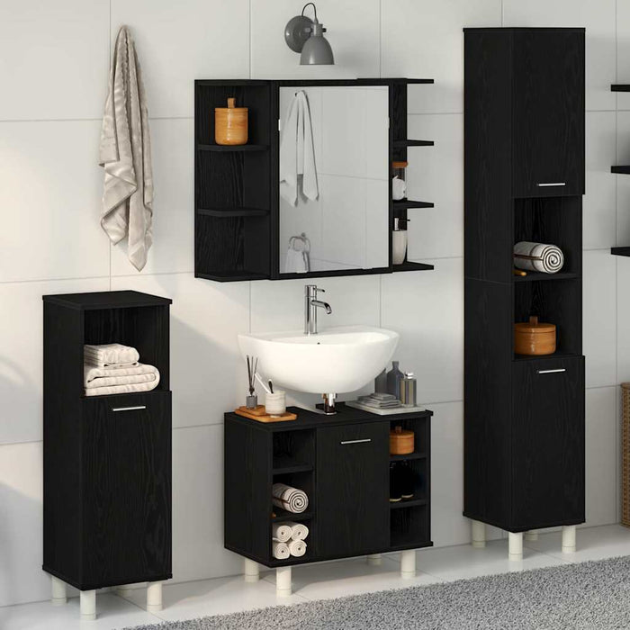 Set de mobilier pentru baie 4 pcs Negru 30 x 30 x 179,5 cm - WALTI WALTI
