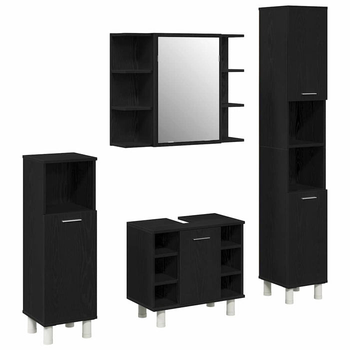 Set de mobilier pentru baie 4 pcs Negru 30 x 30 x 179,5 cm - WALTI WALTI