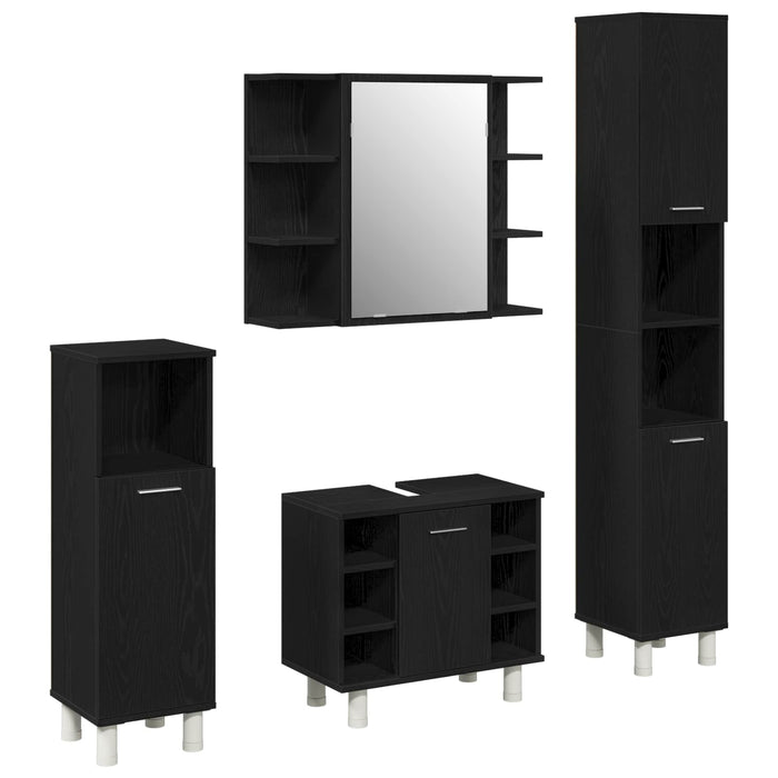 Set de mobilier pentru baie 4 pcs Negru 30 x 30 x 179,5 cm - WALTI WALTI