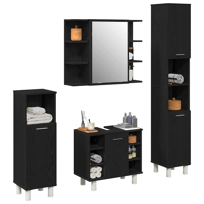 Set de mobilier pentru baie 4 pcs Negru 30 x 30 x 179,5 cm - WALTI WALTI